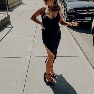 Black maxi slit dress